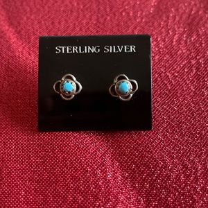 925 Sterling Silver Earring Studs with small turquoise stone